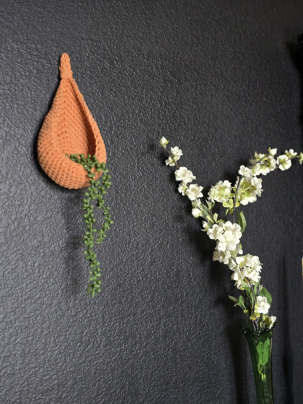 Crocheted By Me Wall Pocket Hook in Orange - Decorative Hanging Storage